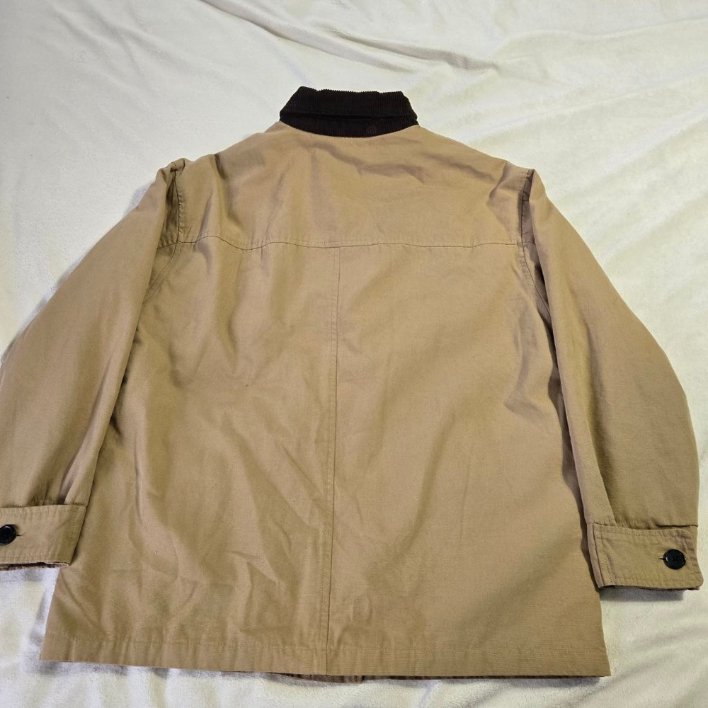 Women's CISONO Khaki Padded Utility Barn Jacket with Brown Corduroy Collar Sz S - Picture 14 of 14